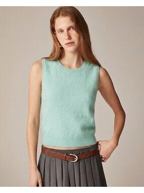 NWT J.Crew Brushed Cashmere Sweater Shell in Faded Mint Sleeveless Vest 2X